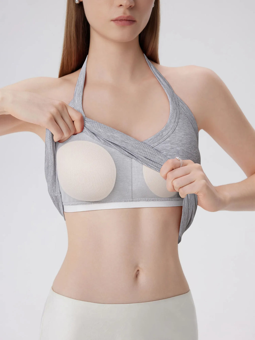 Cotton Ribbed V Neck Halter Tank Top
