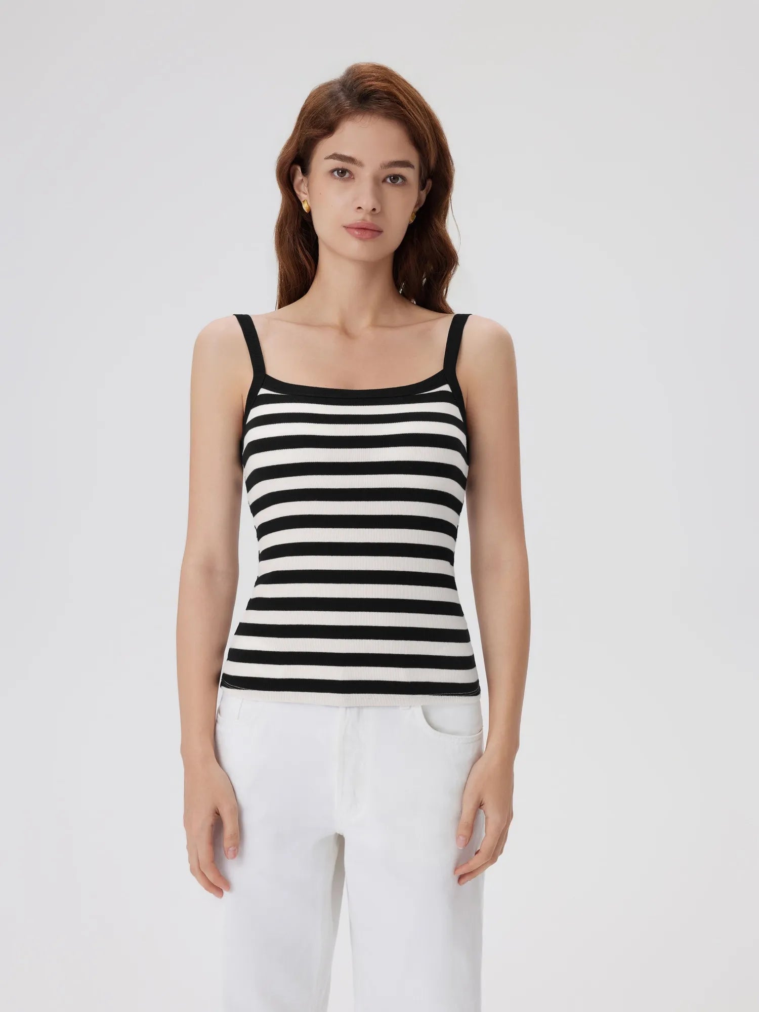 Cotton Rib Square Padded Tank Tops