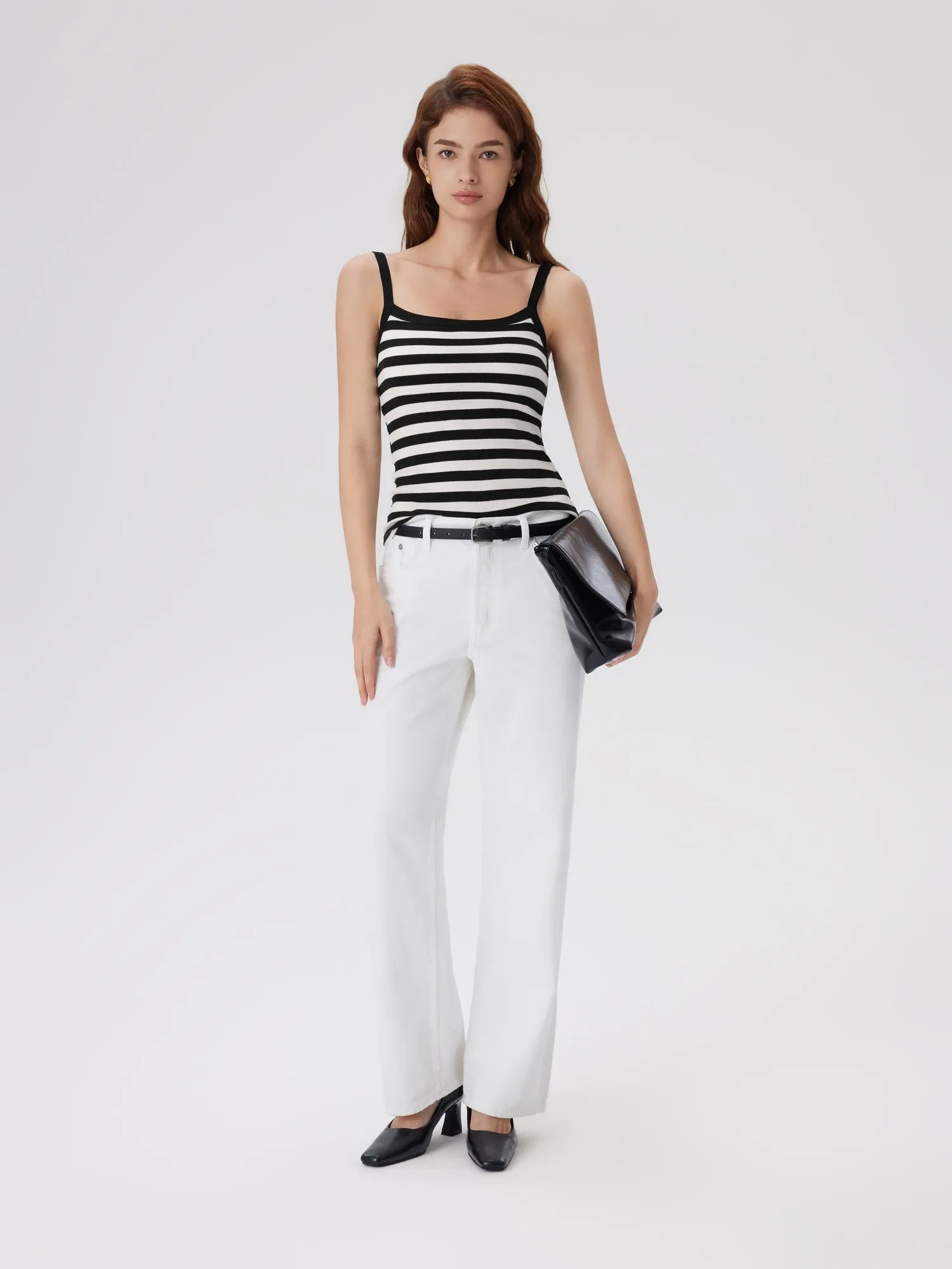 Cotton Rib Square Padded Tank Tops