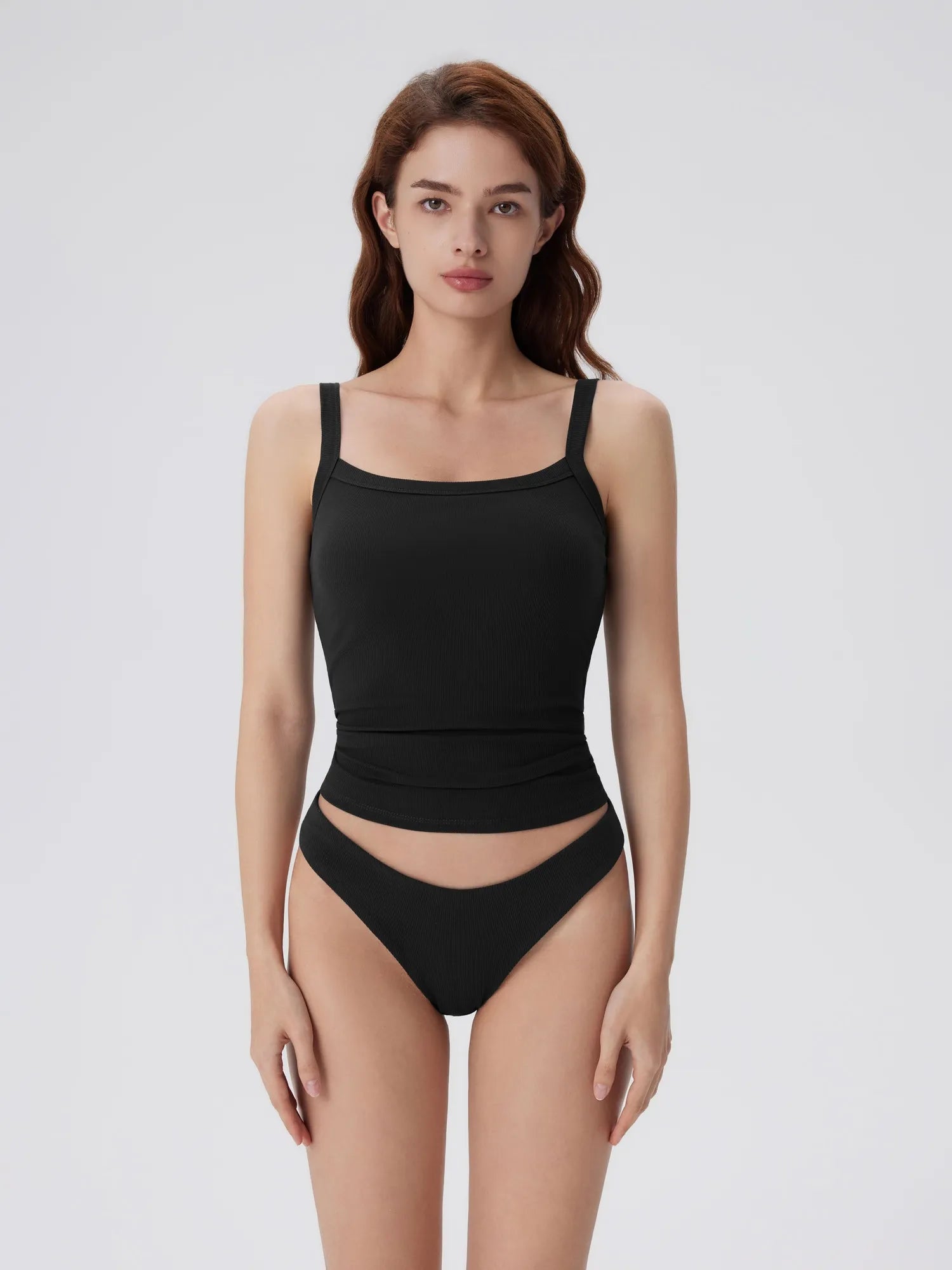 Cotton Rib Square Padded Tank Tops