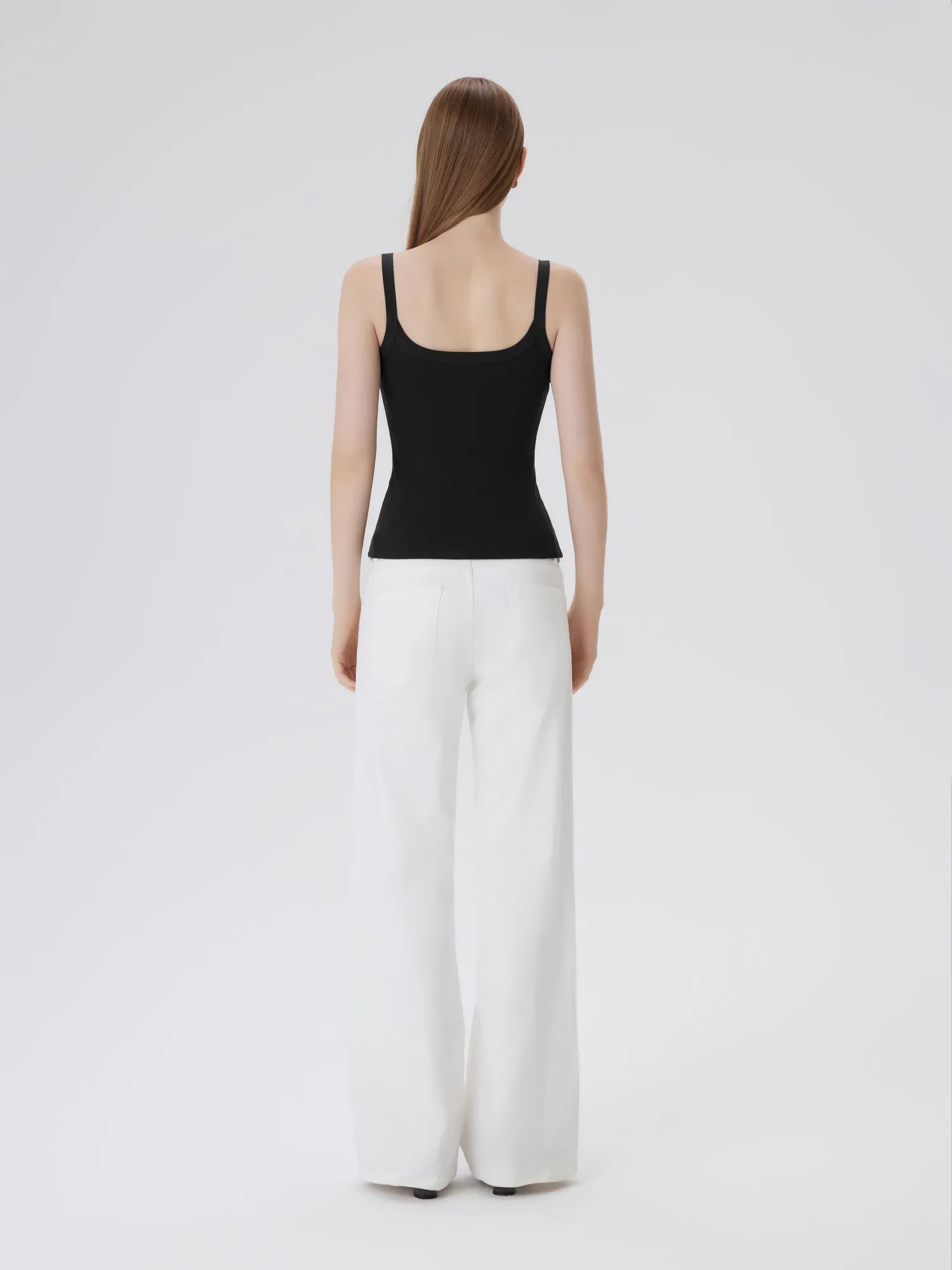 Cotton Rib Square Padded Tank Tops