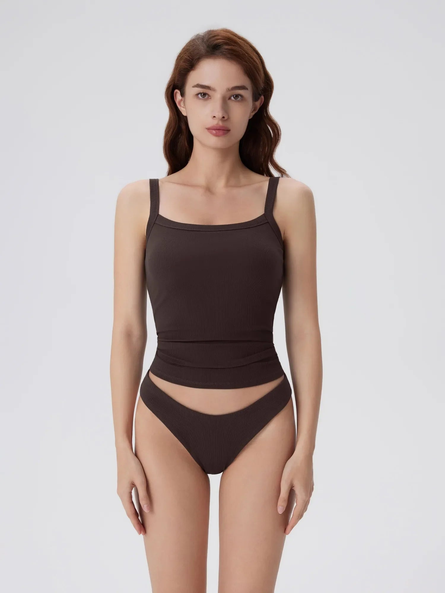 Cotton Rib Square Padded Tank Tops