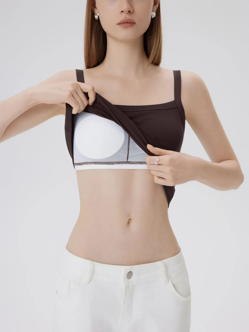 Cotton Rib Square Padded Tank Tops