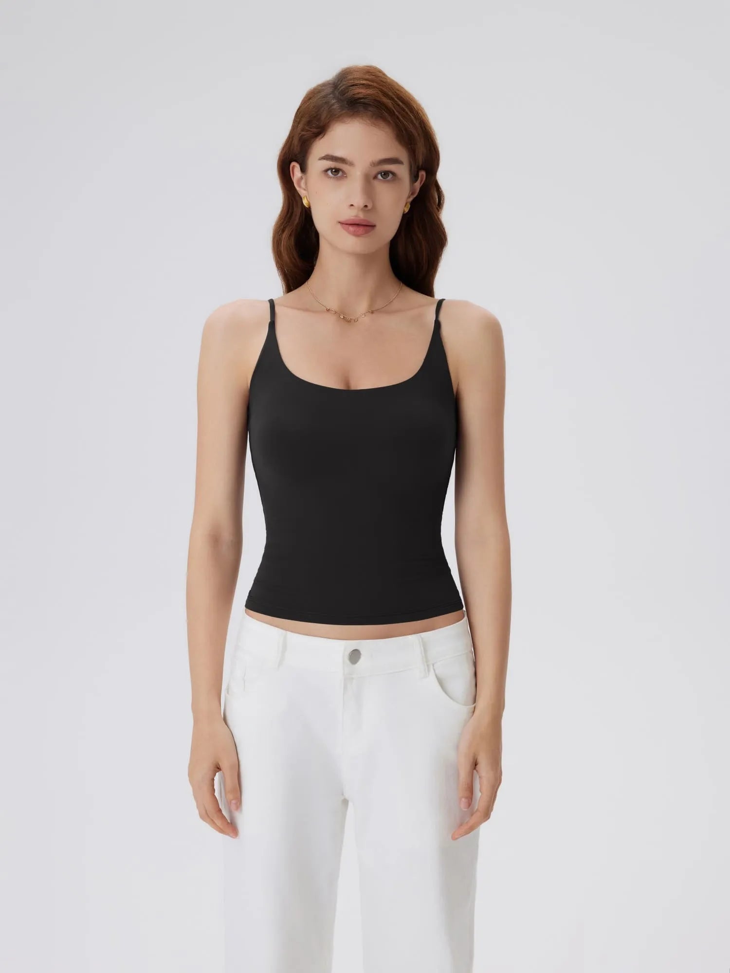Padded Scoop Double Line Tank Tops