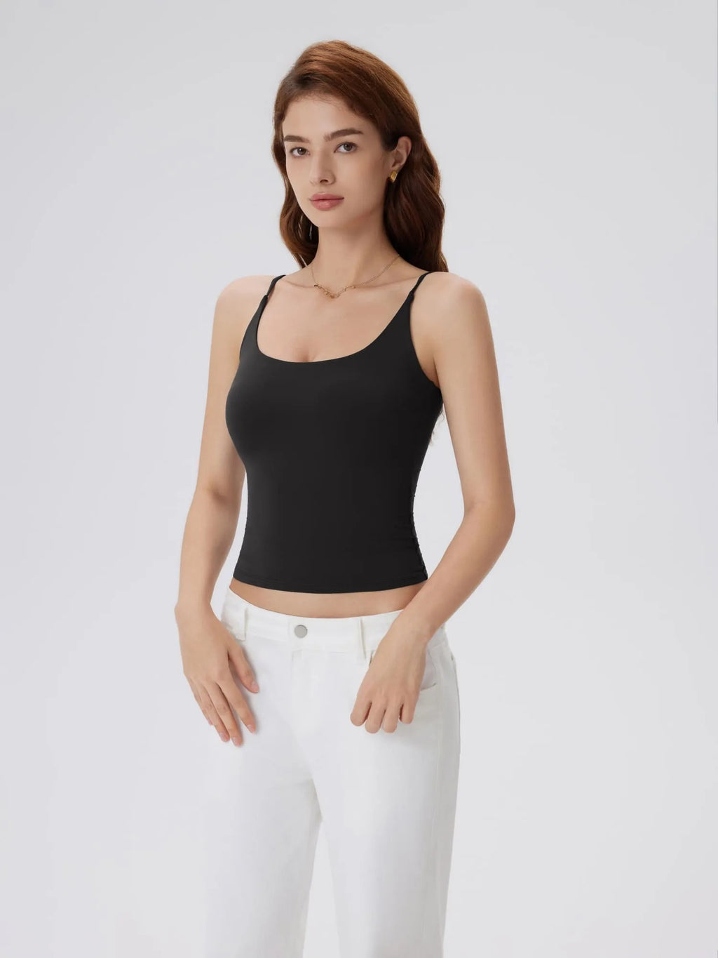 Padded Scoop Double Line Tank Tops