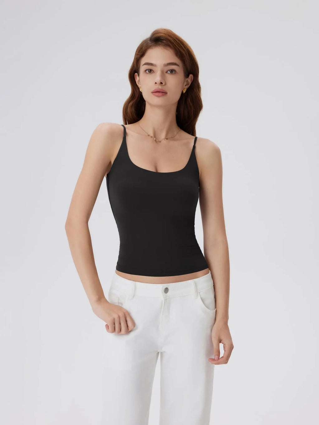 Padded Scoop Double Line Tank Tops