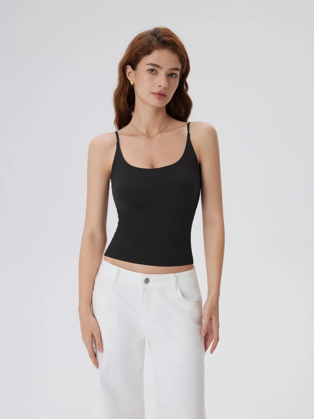 Padded Scoop Double Line Tank Tops