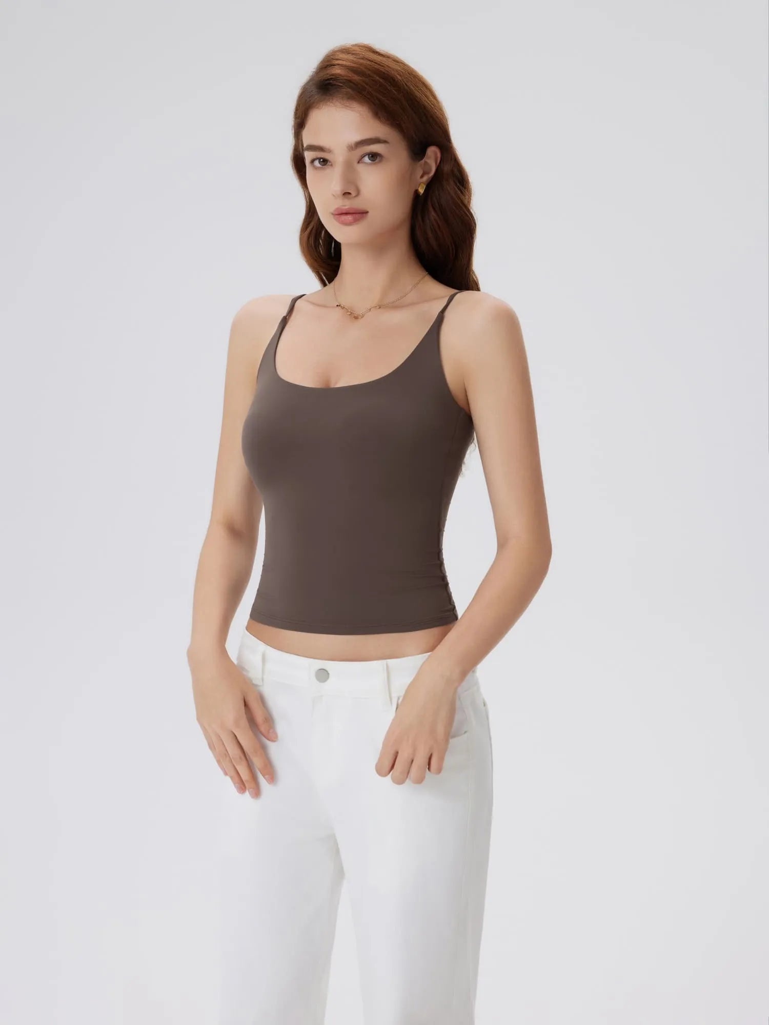 Padded Scoop Double Line Tank Tops