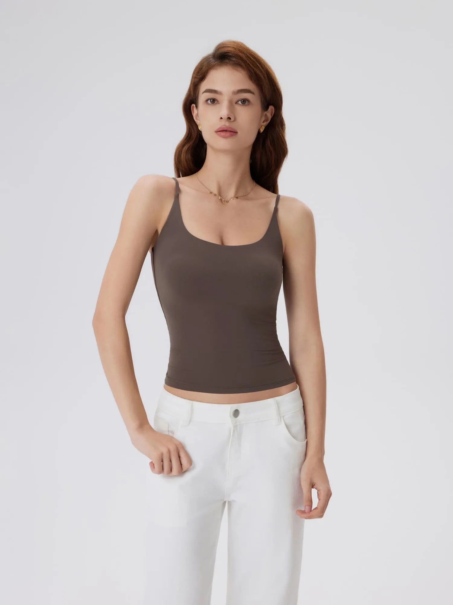 Padded Scoop Double Line Tank Tops