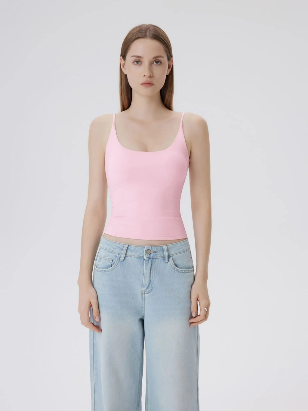 Padded Scoop Double Line Tank Tops