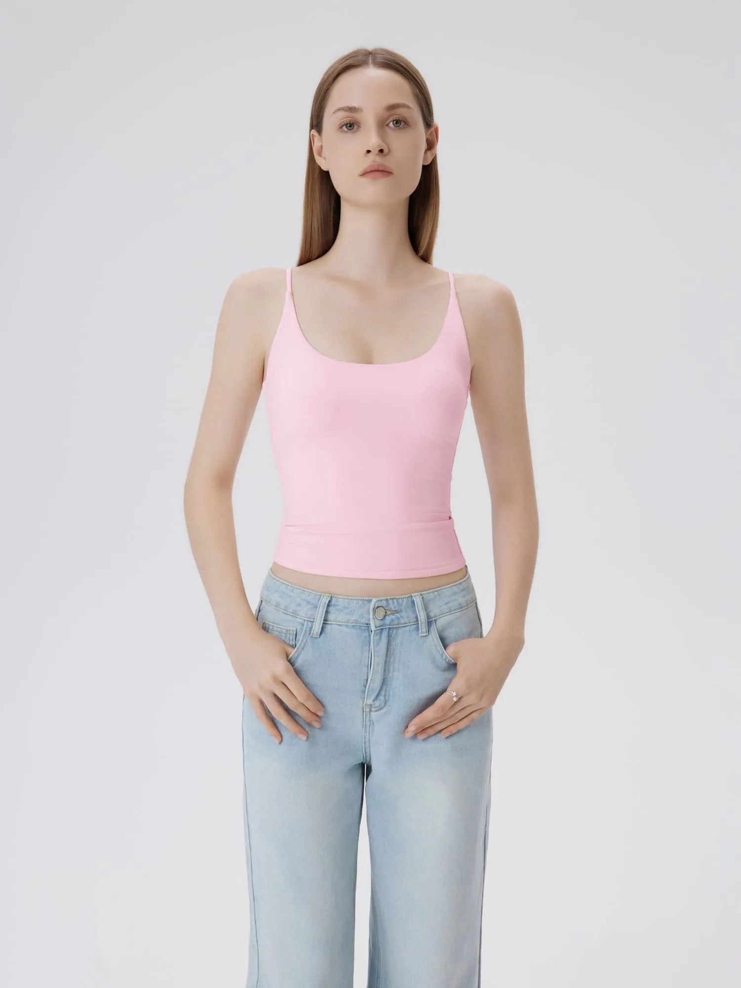 Padded Scoop Double Line Tank Tops