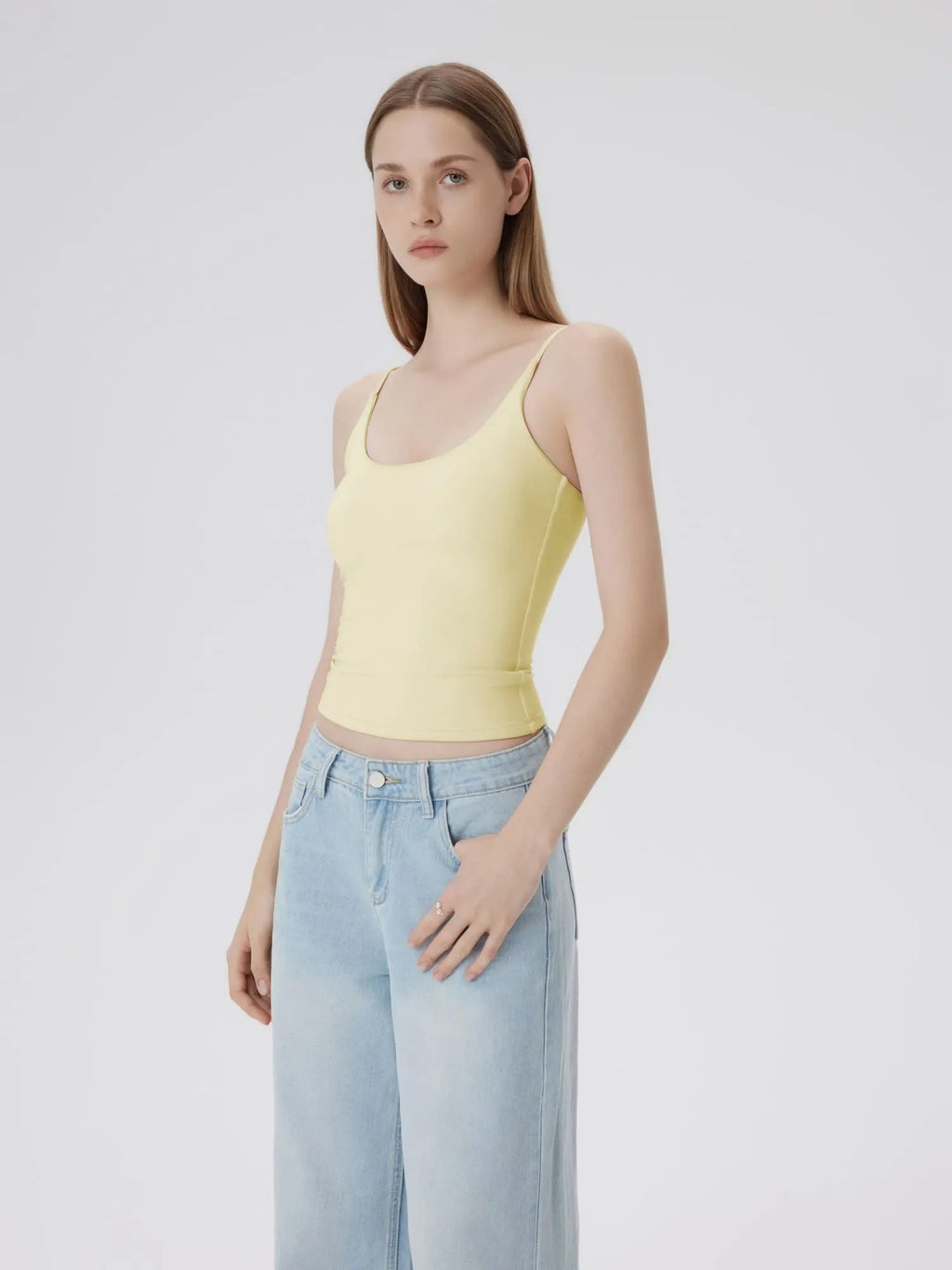 Padded Scoop Double Line Tank Tops