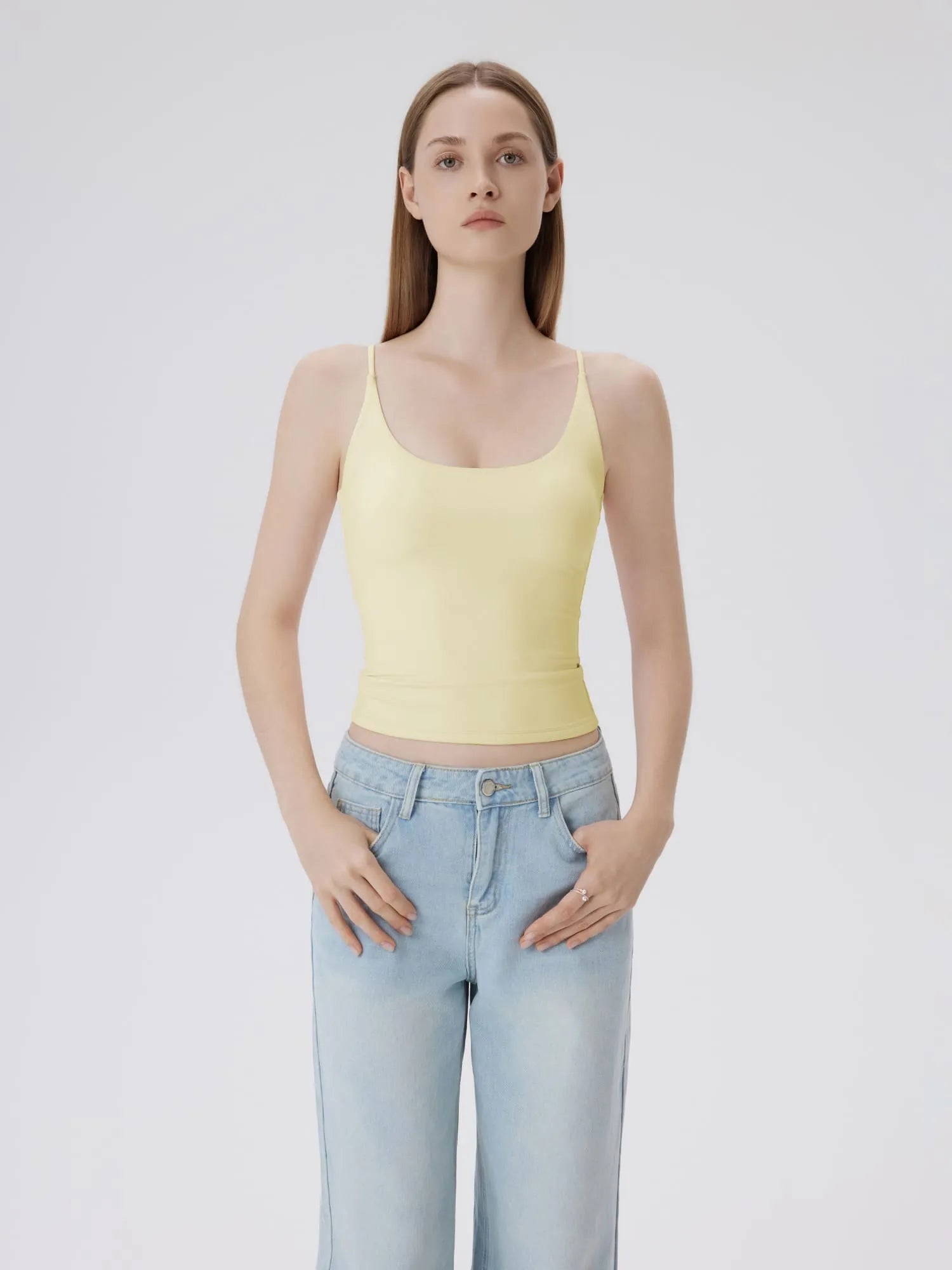 Padded Scoop Double Line Tank Tops