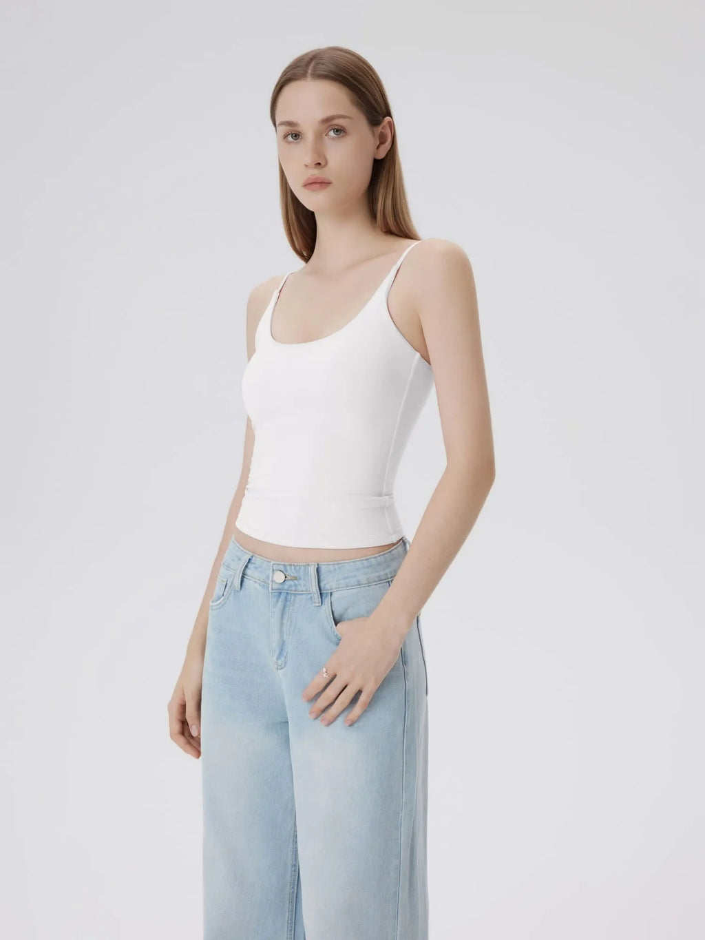 Padded Scoop Double Line Tank Tops