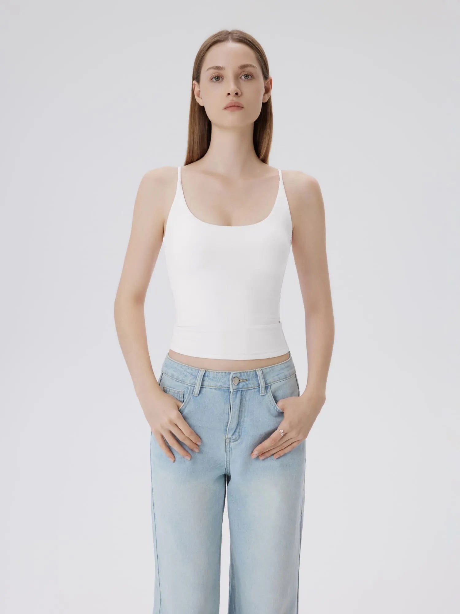 Padded Scoop Double Line Tank Tops