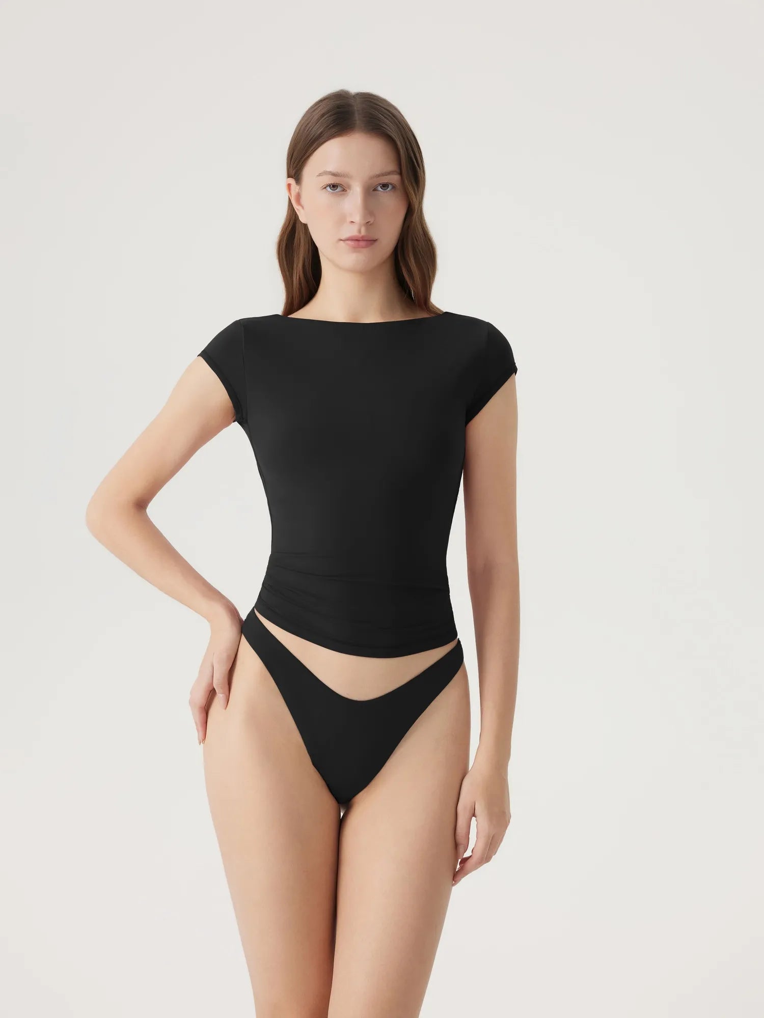 Boat Neck Cowl Backless Tops
