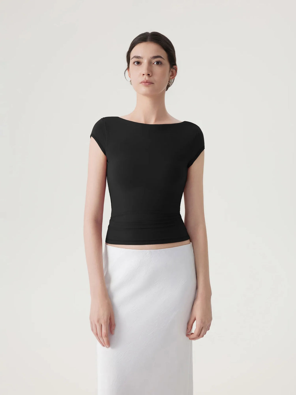 Boat Neck Cowl Backless Tops