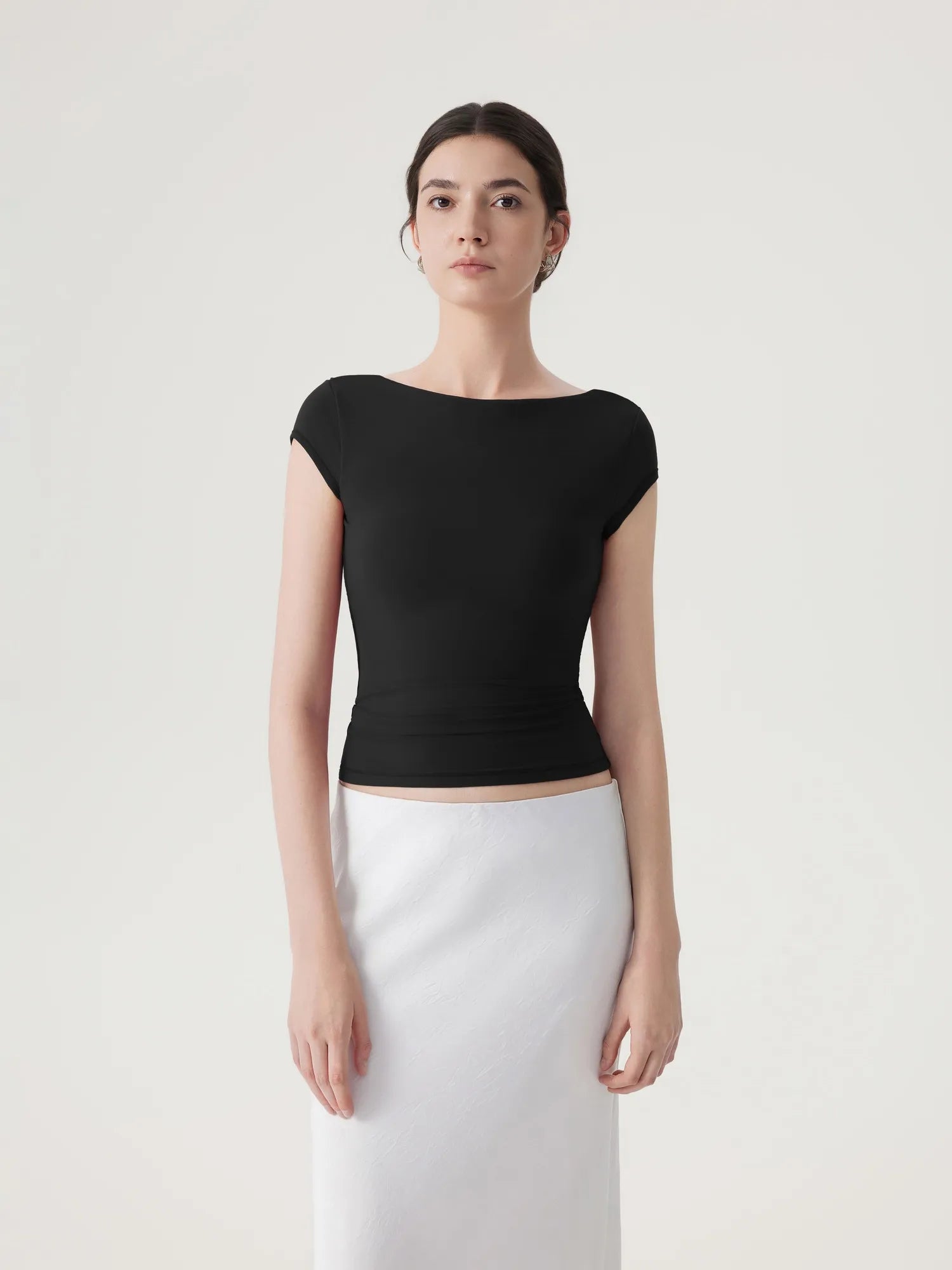 Boat Neck Cowl Backless Tops