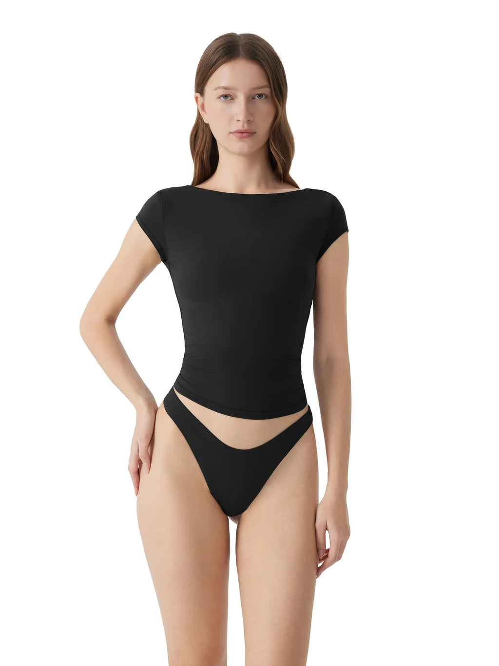 Boat Neck Cowl Backless Tops