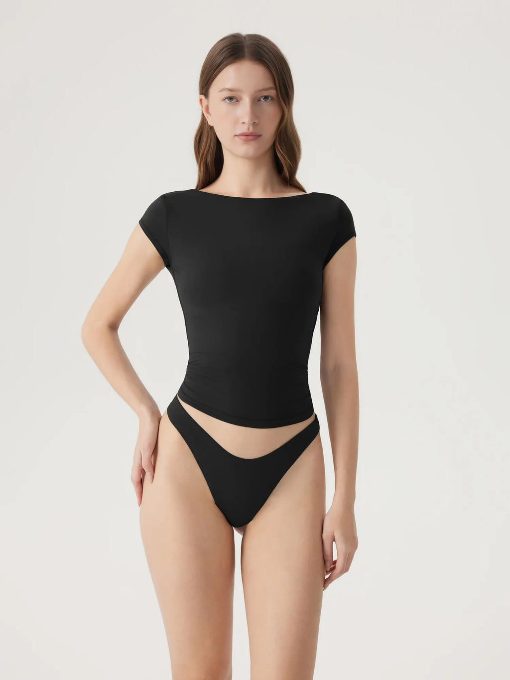 Boat Neck Cowl Backless Tops