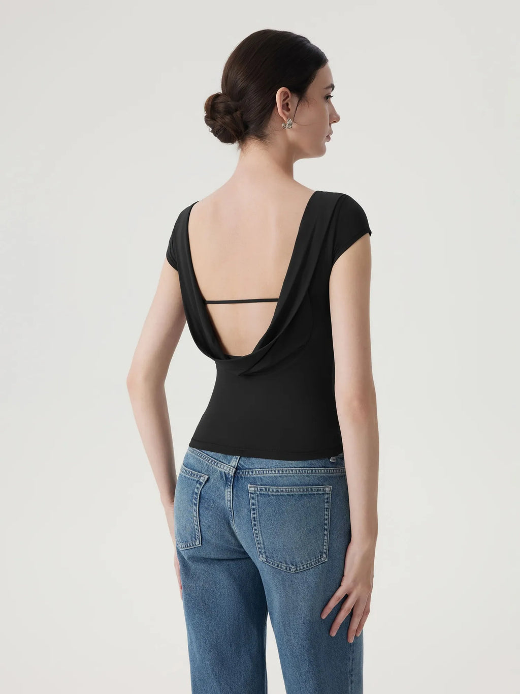 Boat Neck Cowl Backless Tops