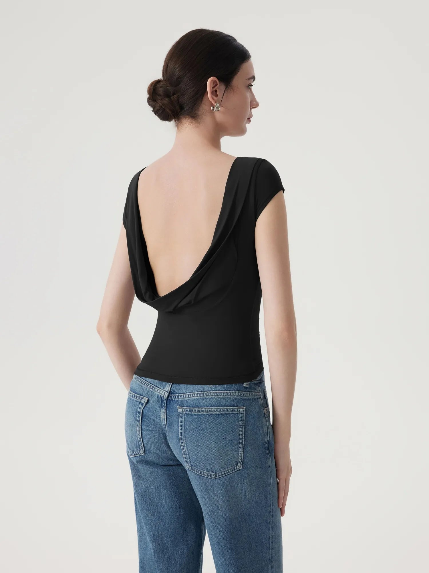 Boat Neck Cowl Backless Tops