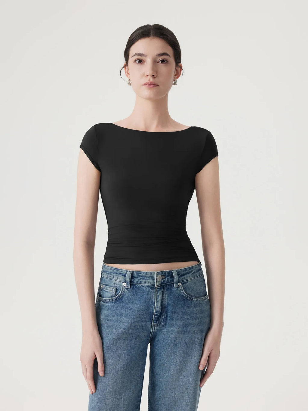Boat Neck Cowl Backless Tops