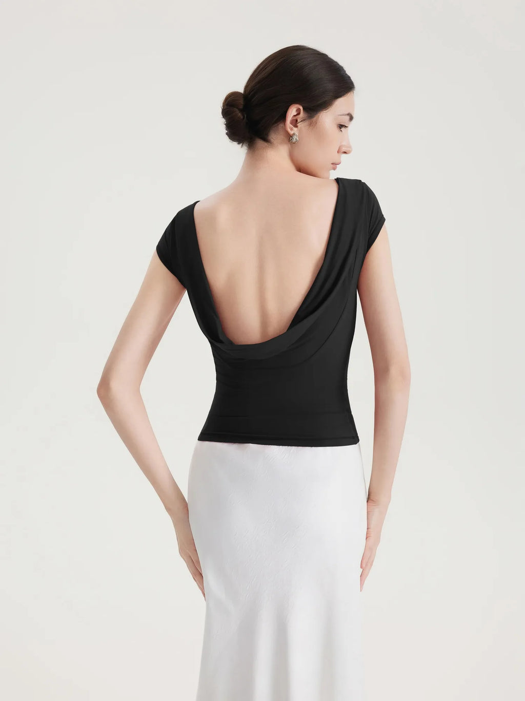 Boat Neck Cowl Backless Tops