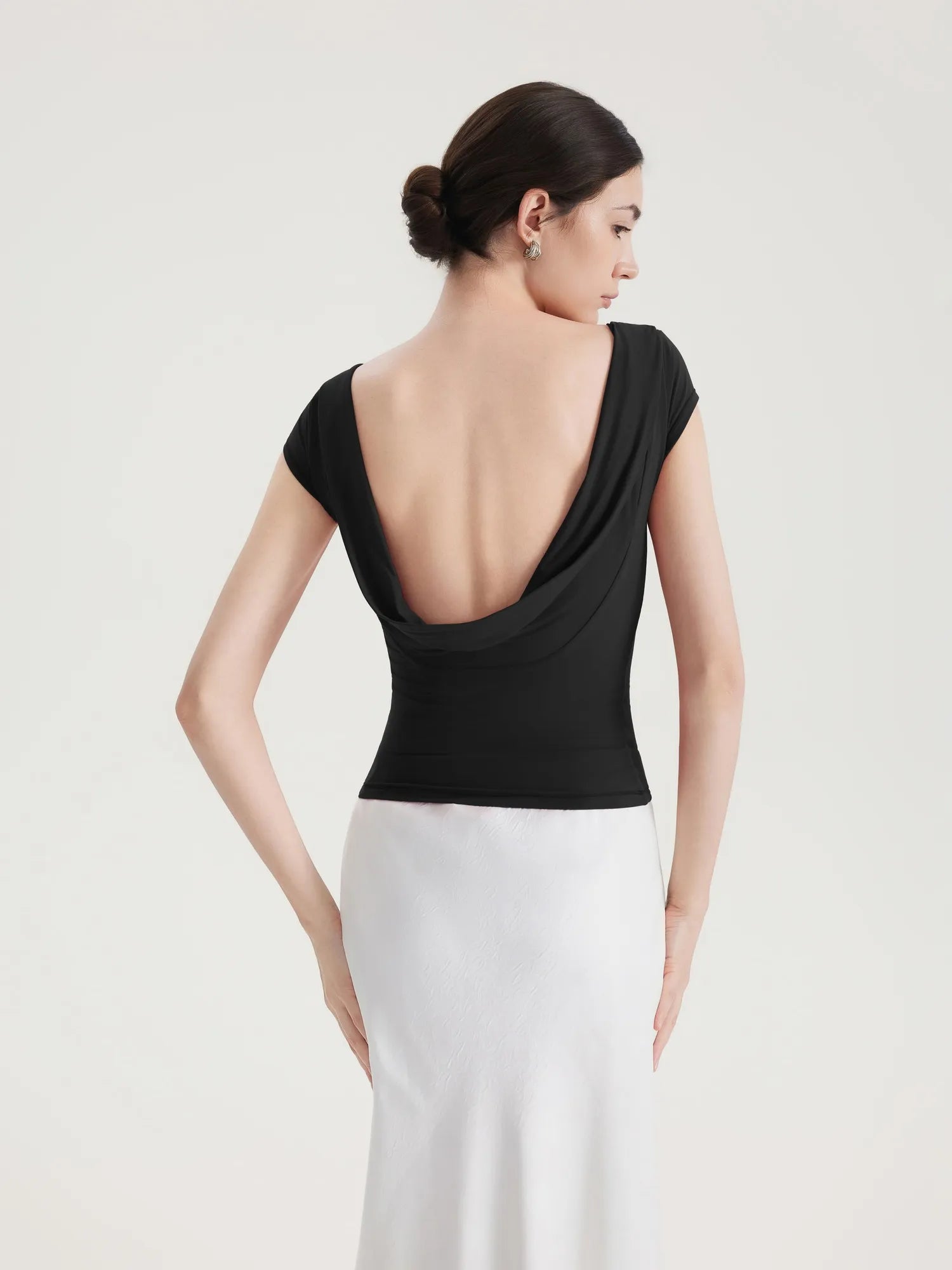 Boat Neck Cowl Backless Tops