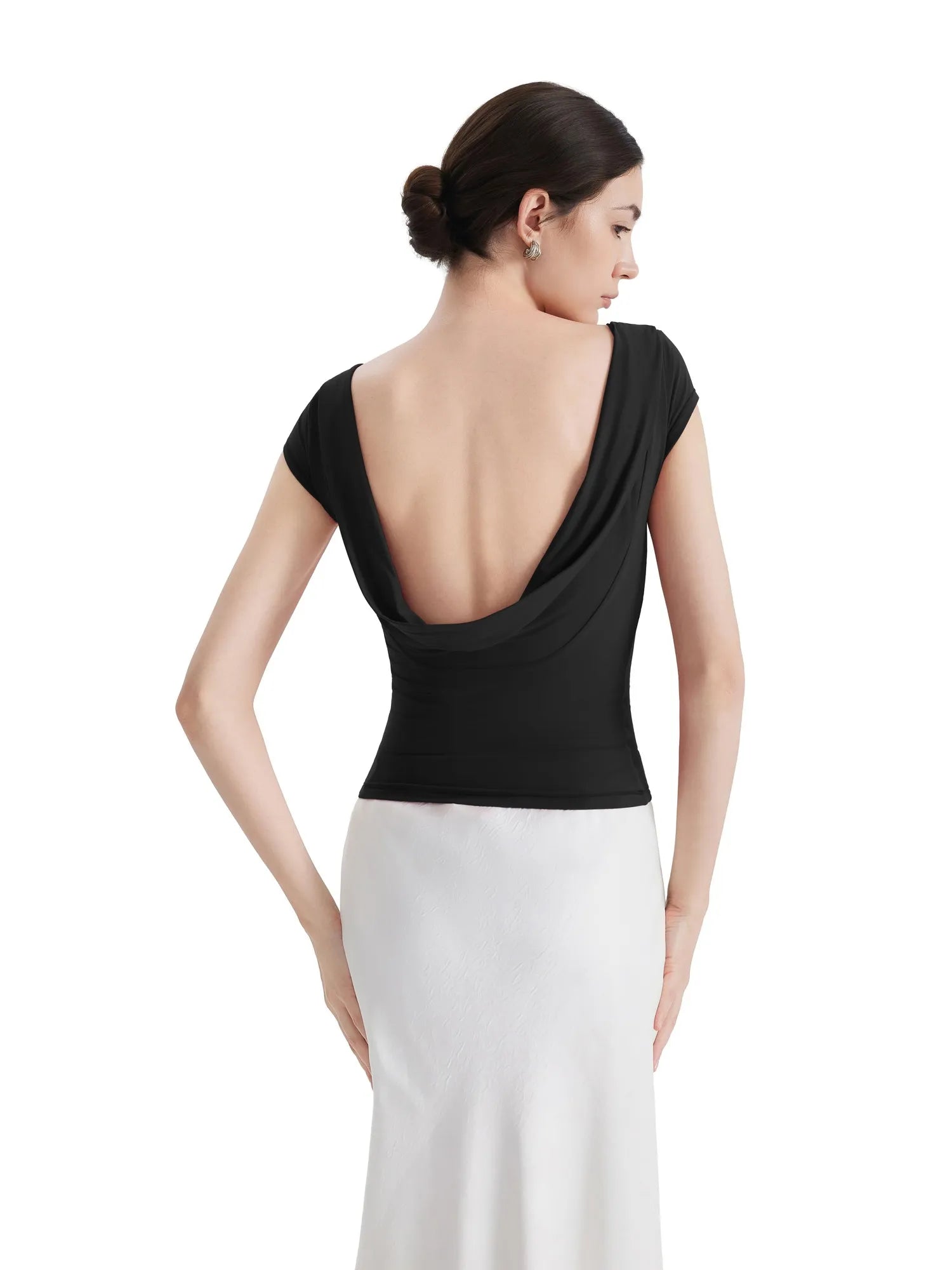 Boat Neck Cowl Backless Tops