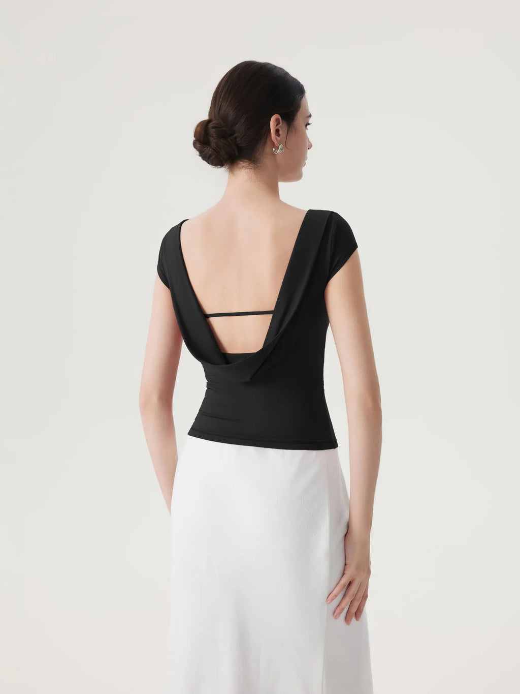 Boat Neck Cowl Backless Tops