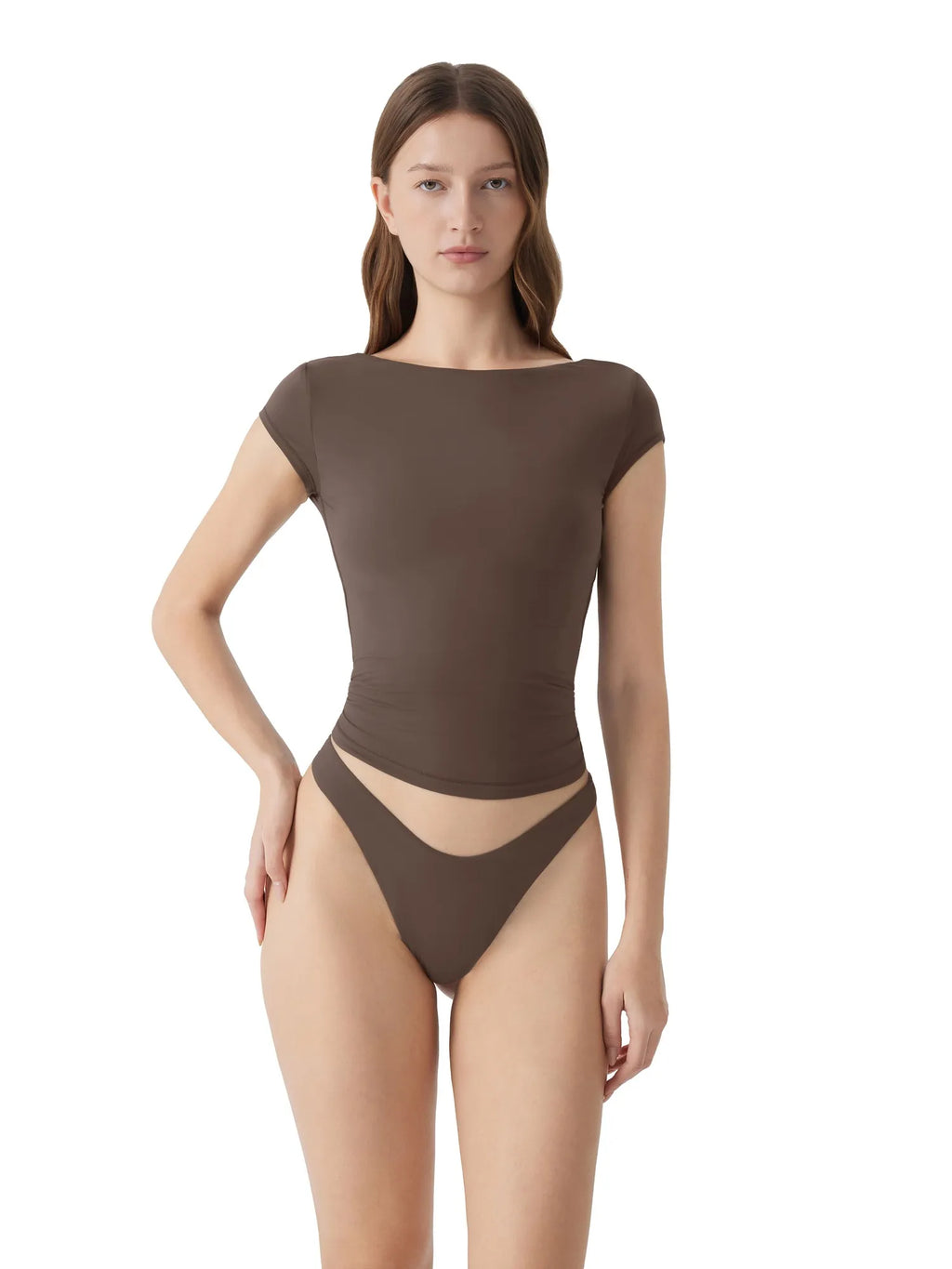 Boat Neck Cowl Backless Tops