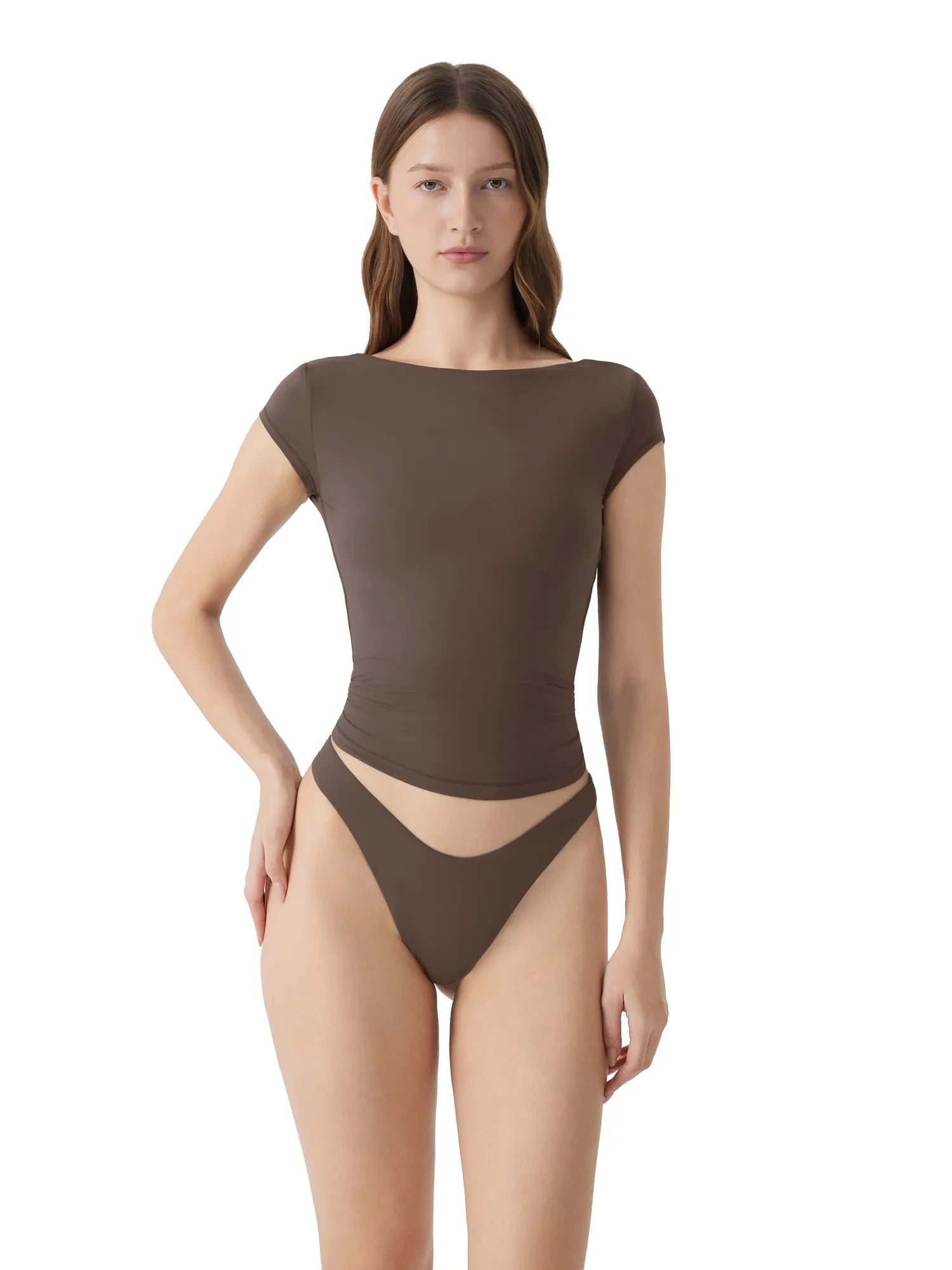 Boat Neck Cowl Backless Tops