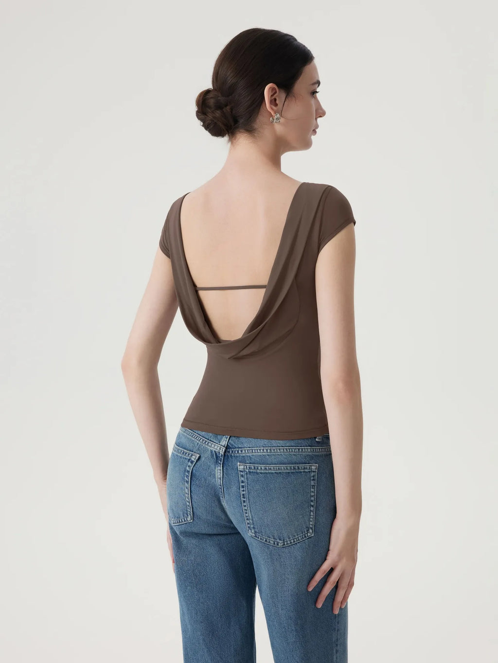 Boat Neck Cowl Backless Tops