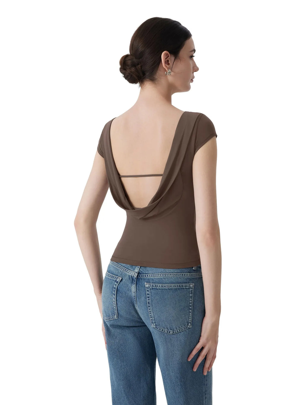 Boat Neck Cowl Backless Tops