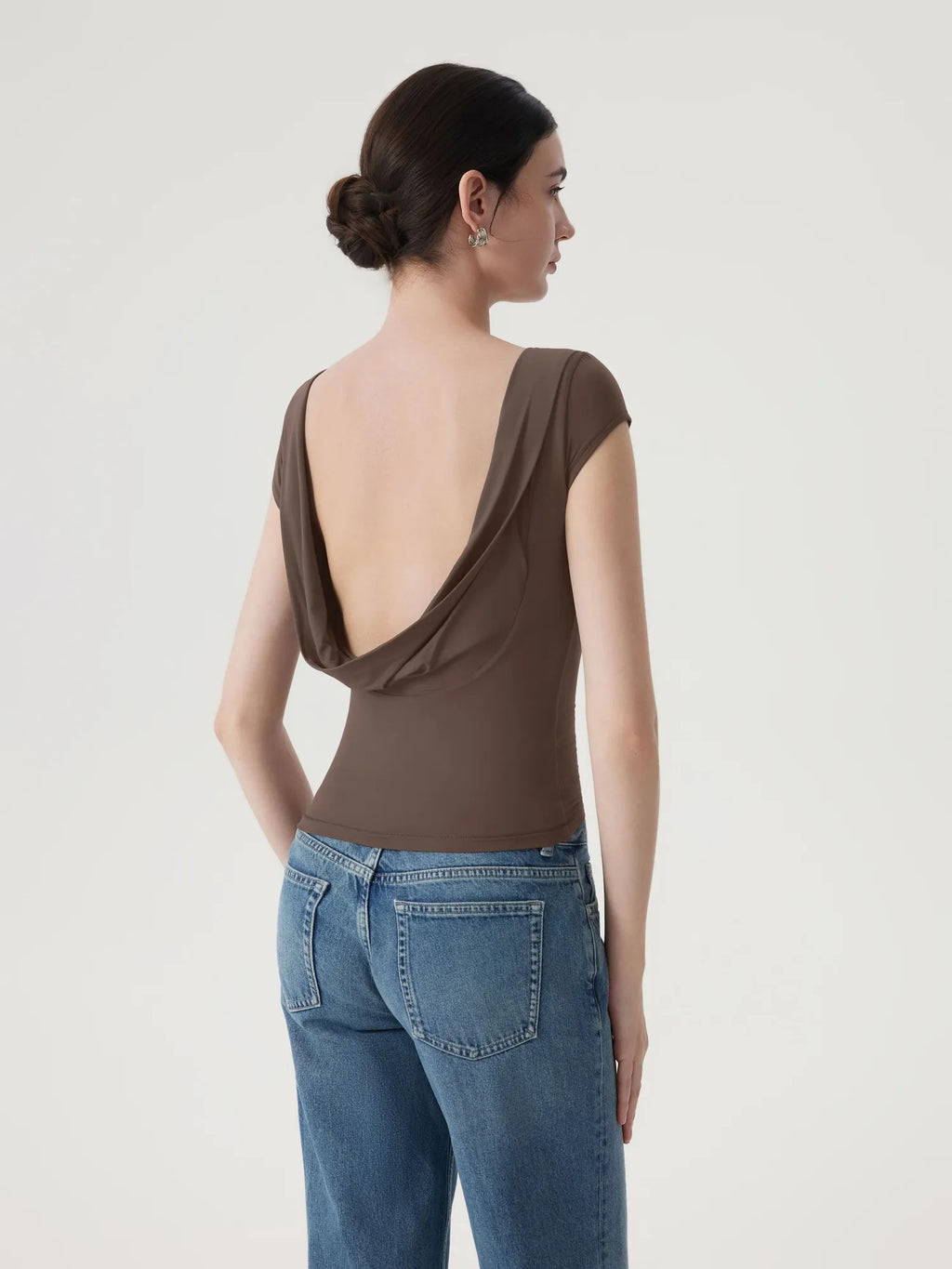 Boat Neck Cowl Backless Tops