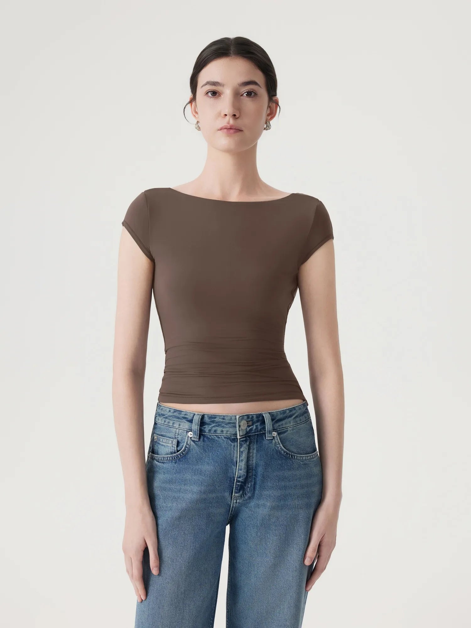 Boat Neck Cowl Backless Tops