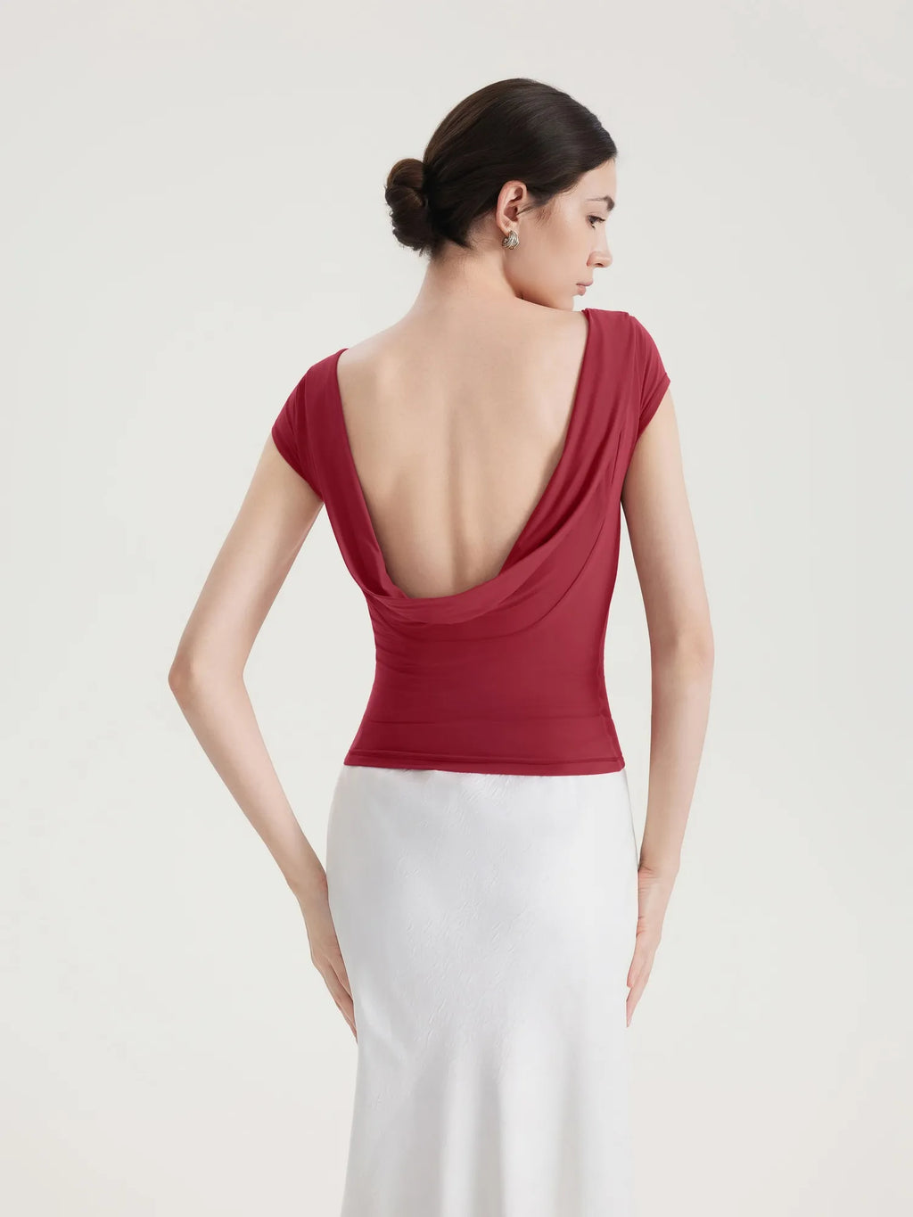 Boat Neck Cowl Backless Tops