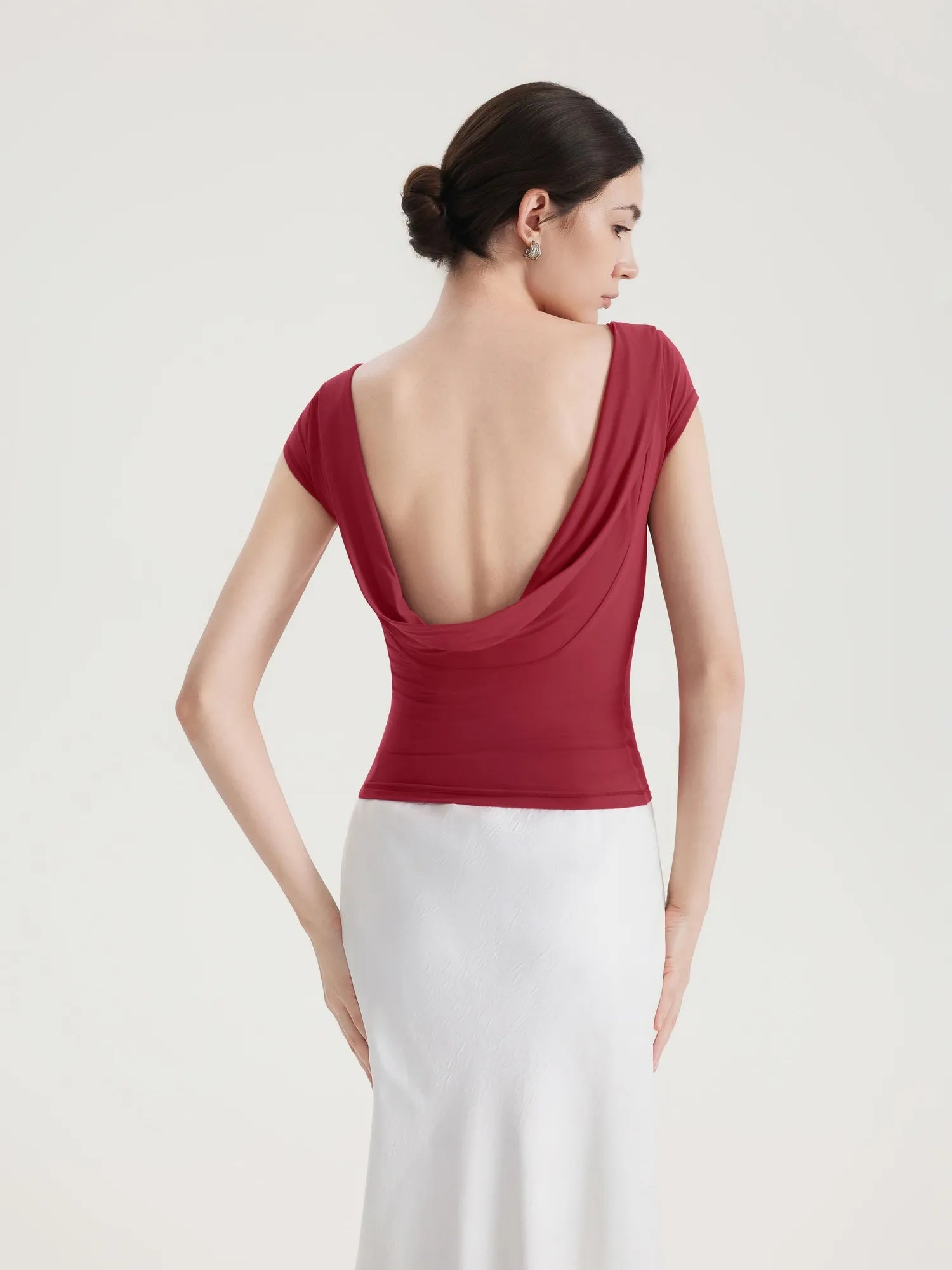 Boat Neck Cowl Backless Tops