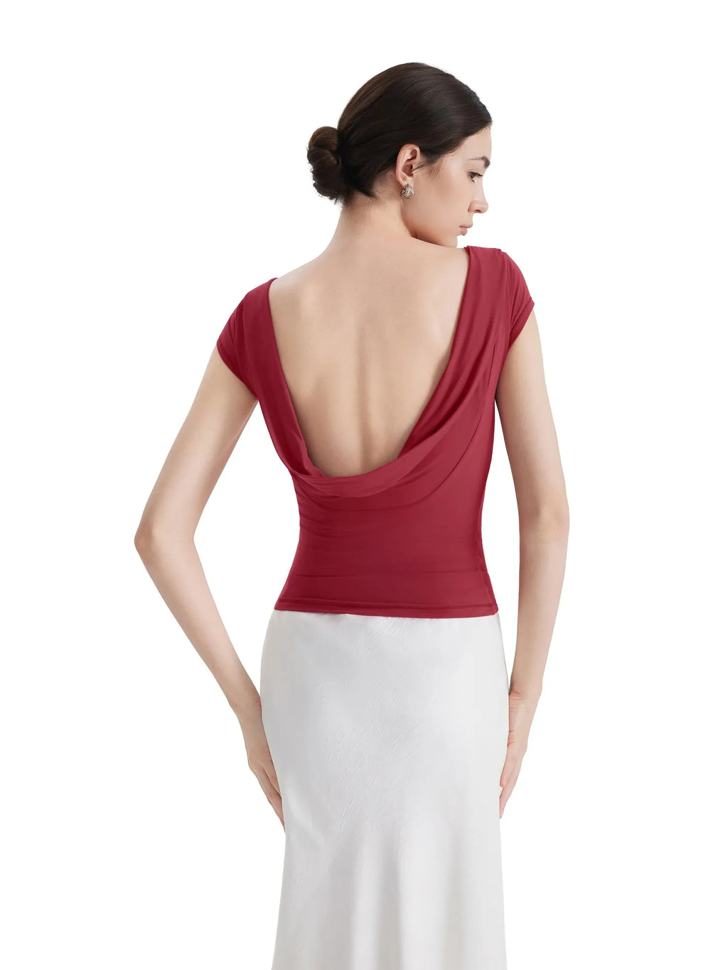 Boat Neck Cowl Backless Tops