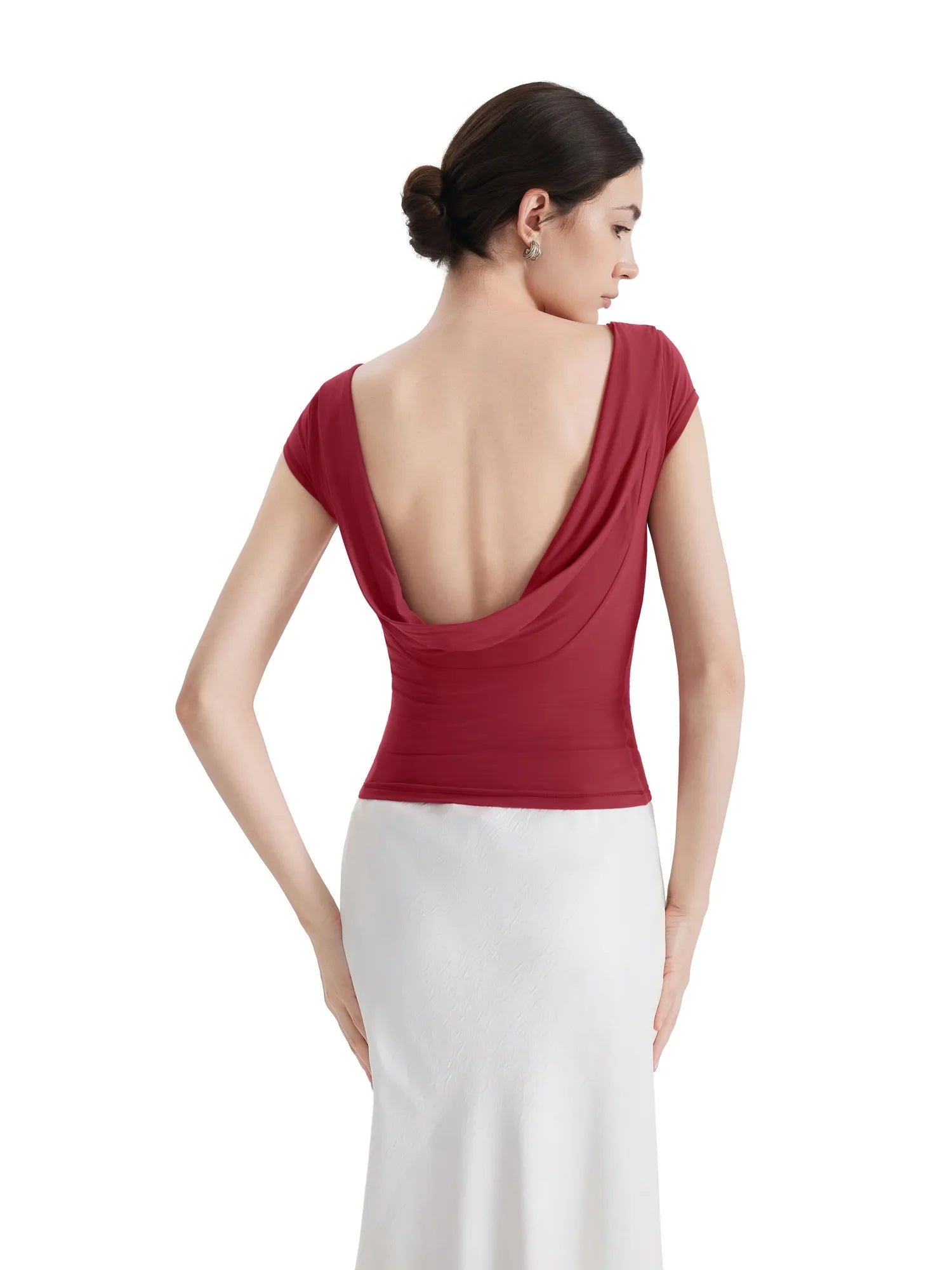 Boat Neck Cowl Backless Tops