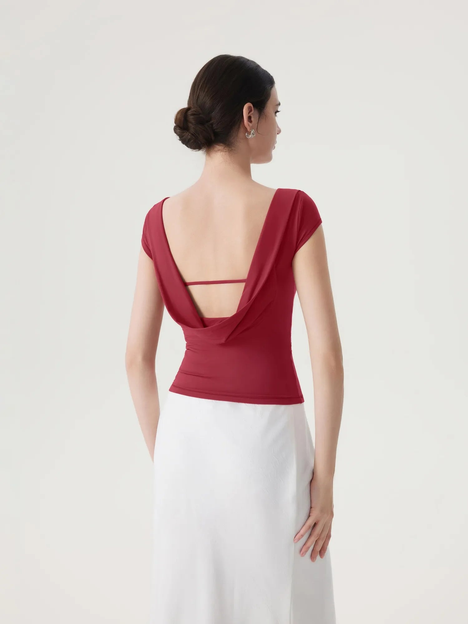 Boat Neck Cowl Backless Tops
