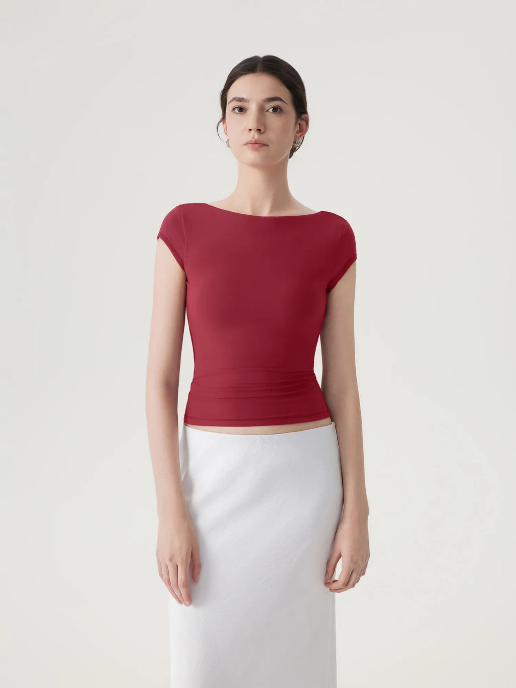 Boat Neck Cowl Backless Tops