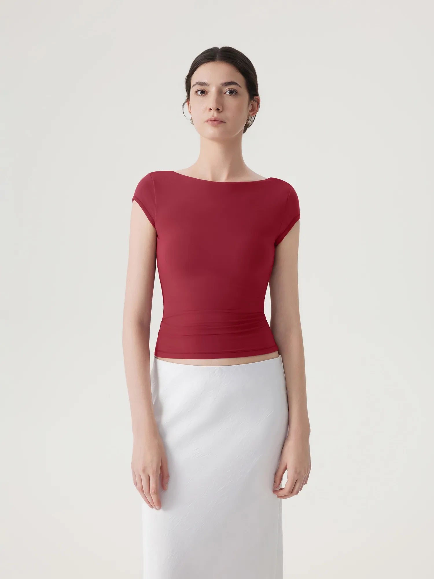 Boat Neck Cowl Backless Tops