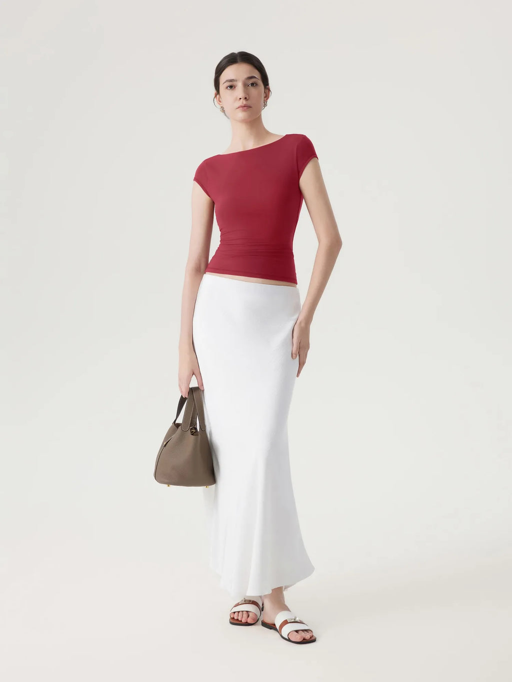 Boat Neck Cowl Backless Tops