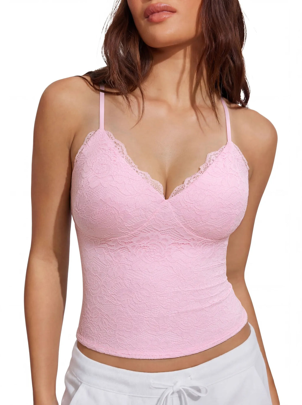 Lace Lined V Neck Y2k Tank Top