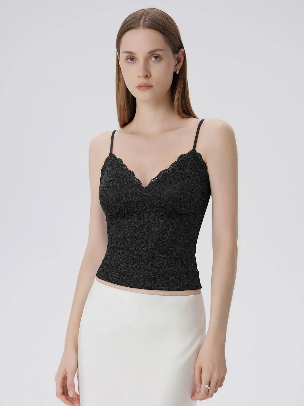 Lace Lined V Neck Y2k Tank Top