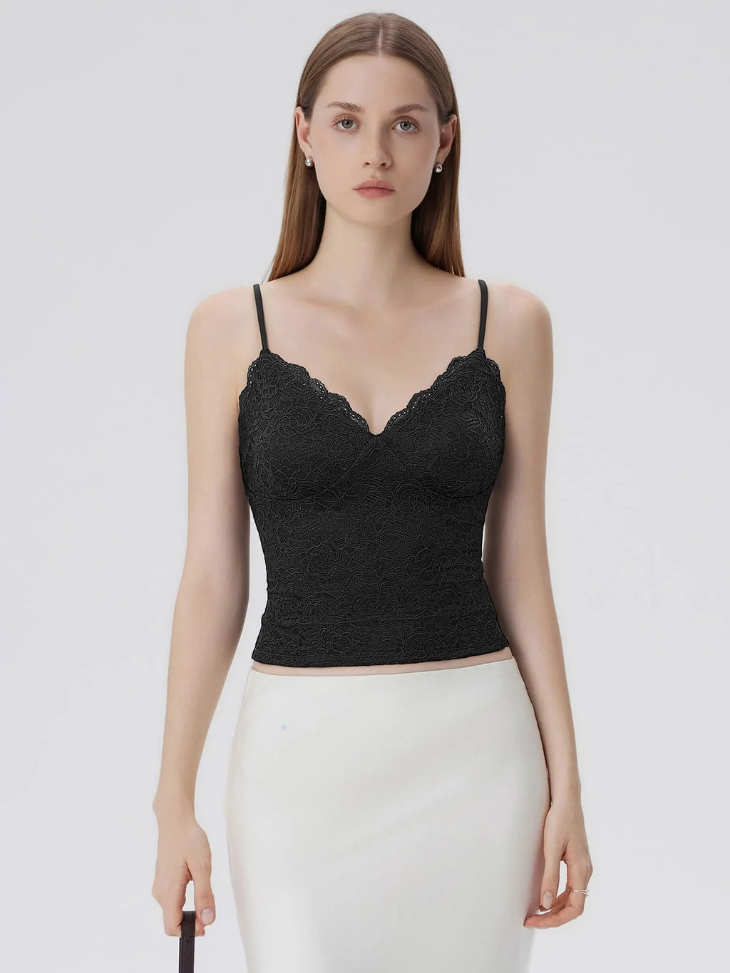 Lace Lined V Neck Y2k Tank Top