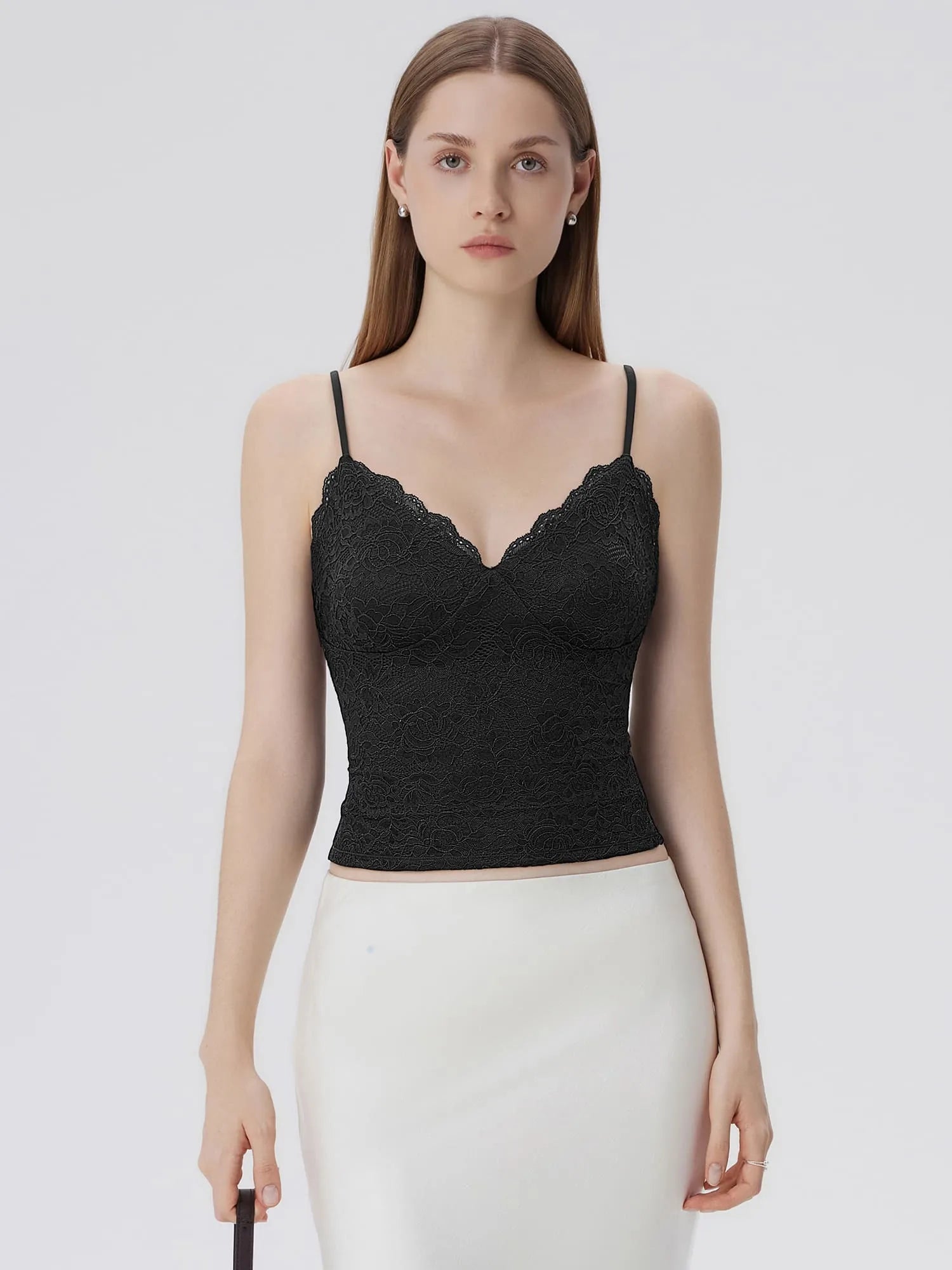 Lace Lined V Neck Y2k Tank Top