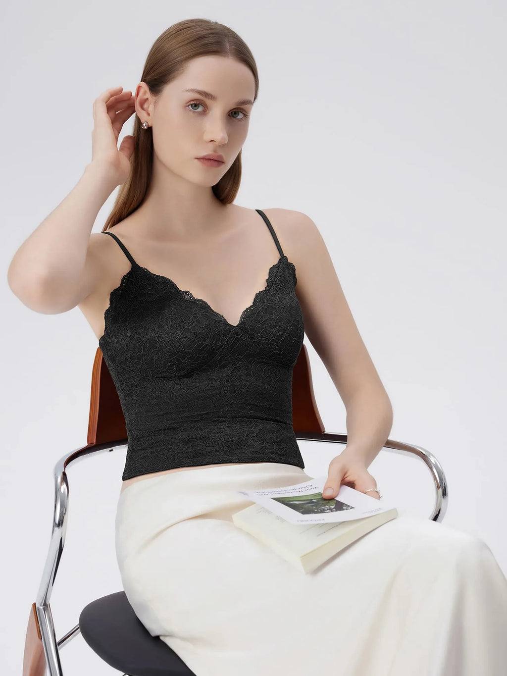Lace Lined V Neck Y2k Tank Top